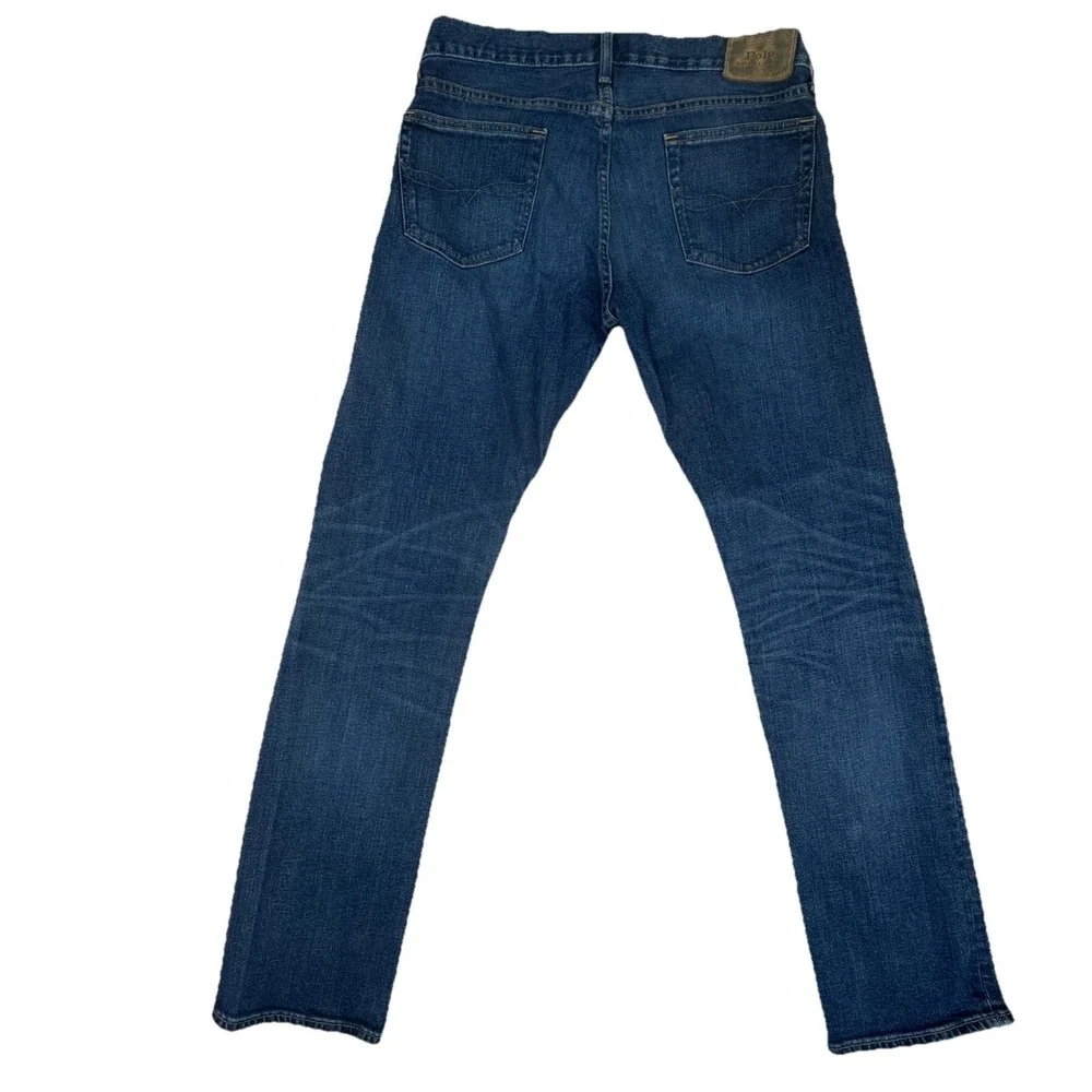 Polo Ralph Lauren Varick Slim Straight Men's Jeans Sz 34x33 Med Wash Whiskering